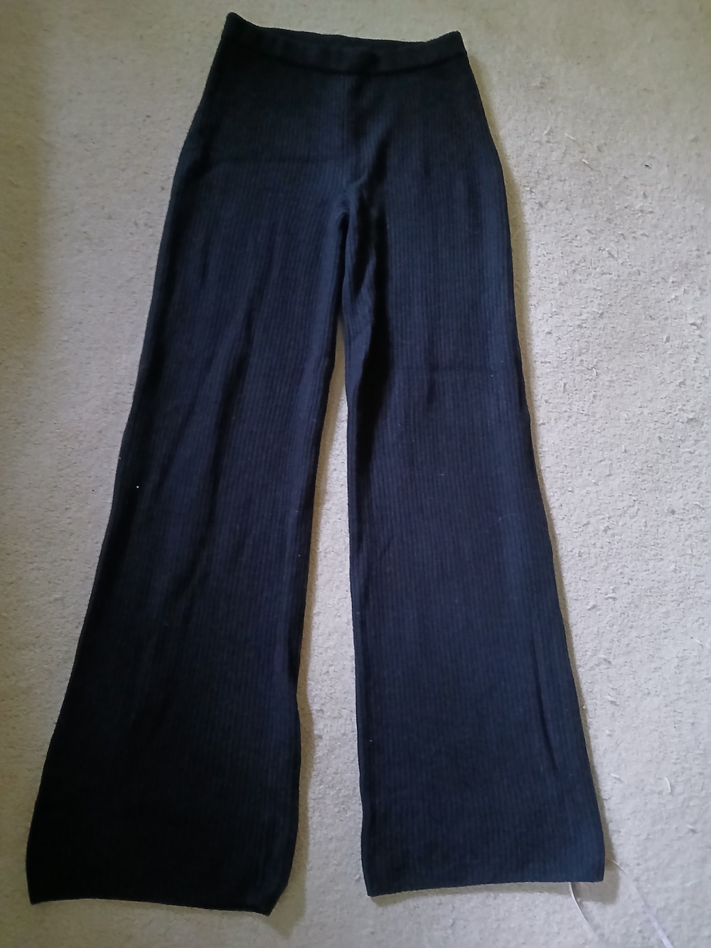 GAP Cash -soft Black Ribbed Wide-Leg Knit Pants Small Tall